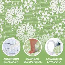 Alfombra Antideslizante de Secado Rápido, Suave | Tapete Absorbente de Baño de PVC, Lavable a Máquina, Fácil de Limpiar, Diseño Minimalista Moderno para Baño, Lavabo, Regadera, Entrada o Lavandería | Decoración de Baño Funcional y Elegante - Verde / Blanco - Ver 5