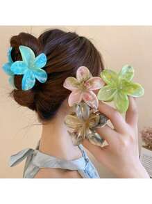 12pcs/Pack Big Size 3.14 Inch Dopamine Tie-Dye Daisy Flower Hair Clips, Sweet Floral Crown Barrettes For Ponytail/Bun