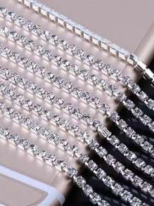 1m/3m/10m 单排水钻链，多功能 DIY 水晶爪链，适用于服装、鞋子、包包、装饰 - 銀色白鑽 - 查看 4