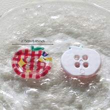 10/20pcs Cute Printed Transparent Colorful Apple Shape 4-Hole Buttons, DIY Sewing Buttons, Decorative Buttons For Clothing, Phone Cases, Phone Straps, Hair Accessories - Multicolor - View 20