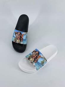 Disney Disney Men's Casual Minimalist Slide Sandals, Beach Slippers, Couples Shoes, Disney Shoes, Women's Sandals, White Sandals, Black Slippers, Men's Shoes, Bathroom Slippers, Suitable For Outdoor Wear And Indoor Home