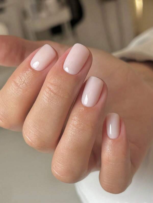 24pcs Medium-Length Square Press On Nails&Fake Nails, Nude Pink Solid Color False Nails, Simple And Everyday, Elegant And Low-Key Style, It Is A Gift For Girls And Women