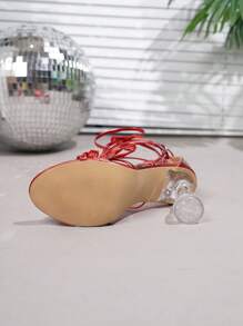 Women Fashionable Butterfly & Flower Decor, Crystal High Heel Sandals Valentines