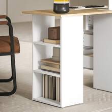 HOMCOM 120cm Computer Desk, Writing Table, PC Workstation With 3 Storage Shelves And Drawers - white yellow - View 9