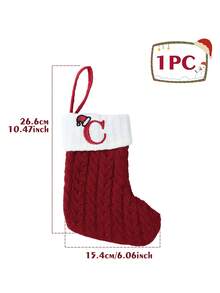 1pc Christmas Knit Monogram Stockings, Small Xmas English Letters Hanging Stockings Socks, Fireplace Decor, Hanging Decor, Christmas Stocking Fillers, Christmas Party Decorations, Party Favors Party Supplies, Christmas Tree Decorations, Christmas Decorations Home, Christmas Decor, Home Decor Room Decor, Christmas Baubles, Christmas Gifts Package, Xmas Decor, 2026 New Year Decor Winter
