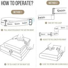 Adjustable Bed Sheet Organizer Bands Full Queen - 1 件全尺寸床單 + 1 張大床單 - 查看 5