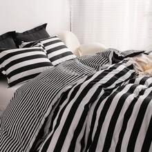 Black / White Stripe Bedding – Soft Microfiber Set, Easy To Wash And Wrinkle-Resistant - Black and White - View 3