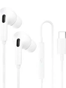 C 型连接器有线耳塞式耳机，入耳式有线耳机，内置遥控器，可控制音乐、电话和音量，兼容 16/15 系列，兼容三星 Galaxy S25/S24/S23/S22/S21/S20，以及任何带有 TYPE-C 插孔的设备