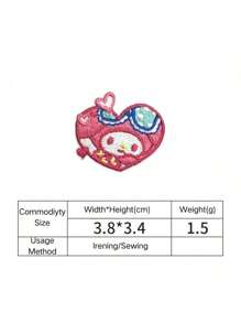 Sanrio 9pcs Sanrio Heart-Shaped Applique Patch Set, Featuring Hello Kitty And Friends Embroidery Iron-On For Jackets, Jeans, Dresses, Backpacks, And Hats - Anime Themed Decorative Patches