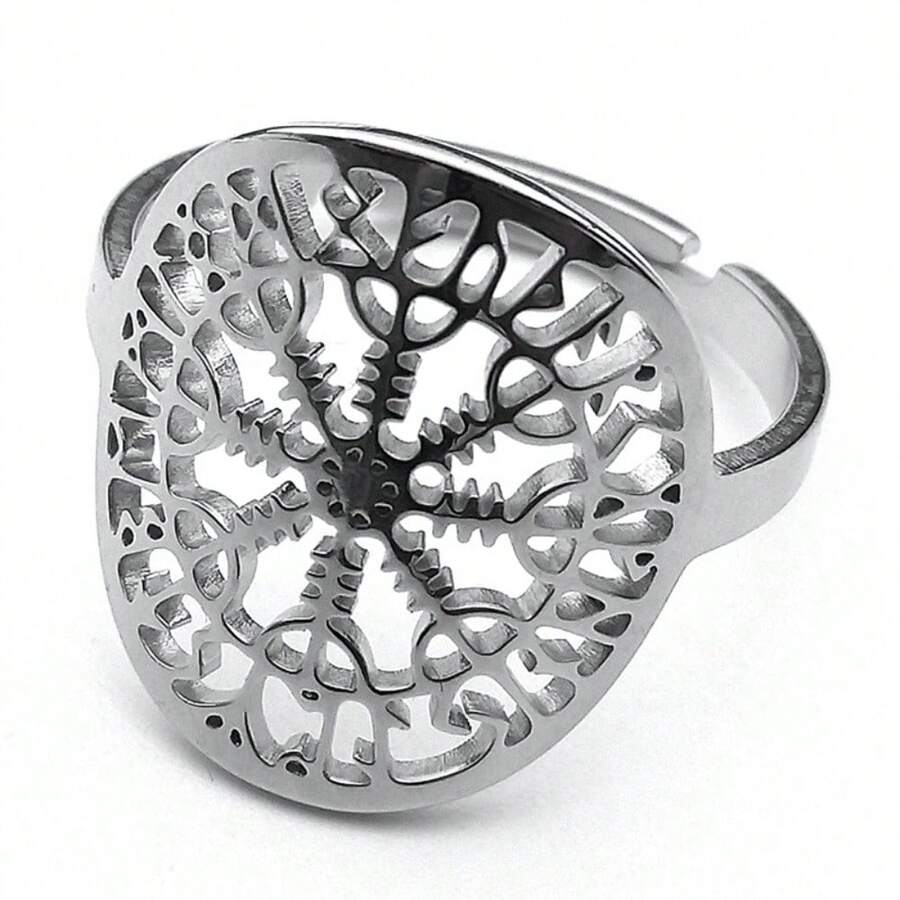 Viking Helm Of Awe Compass Nordic Rune Ring For Women Men Stainless Steel Gold Color Scandinavian Vegvisir Rings Jewelry - Ring - View 1