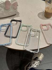 可爱 3D 猫耳透明手机壳 兼容 16 15 14 13 Pro Max 卡通猫耳防震后盖 - 綠色 - 查看 4