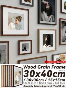 30x40cm/30x30cm/15x15cm Wood Grain Photo Frame (Hardware Upgrade) For Wall/Diamond Painting, Large Multi Collage Gallery Picture Frame For Photo Wall, Classic/Simple/Cottagecore/Retro/All-Match, Material, Gift For Birthday/Wedding/Family/Home