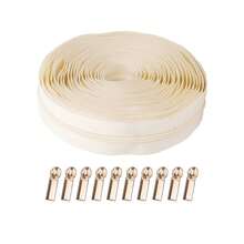 1 Set, 3# Nylon Zippers (450cm/177 Inch/5 Yards) With 10 Zipper Pulls, Suitable For Home Sewing DIY Replacement