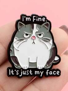 1Pc Cute Fat Cat Enamel Badge Interesting Quotes Brooch Collar Badge Backpack Clothing Accessories Animal Jewelry Friends Gift Office Accessories Shirts Jacket Halloween Clothes Pin Funny Teacher Gifts Halloween Accessories Teachers Day Costume Accessories Bag Charms Christmas - Multicolor - View 3