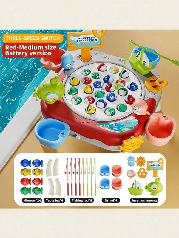 Hasbro مجموعة ألعاب صيد سمكة كهربائية (24 سمك) لوحة سمكية دوارة مع موسيقى للأطفال - هدية حفلة مائية ممتعة