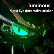 New Luminous 3D Devil Eyes Decal Stickers, Motorcycle, Electric Bike, Car Accessories, Universal Fit - Multicolor - View 2