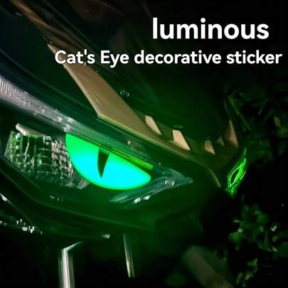 New Luminous 3D Devil Eyes Decal Stickers, Motorcycle, Electric Bike, Car Accessories, Universal Fit