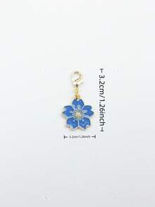 10Pcs Four‑Leaf Clover Fortune Keychain,Lucky Shamrock Charm Keyring.Perfect Gift For Graduation,Wedding,Various Ceremonies And Packaging Decorations. - Blue Cherry Blossoms - View 3