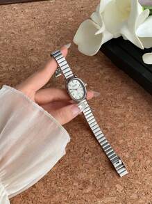 1pc Classic French Gold Ladies' Oval Watch, Small Dial, Elegant And Simple, Luxurious And Fashionable, Ladies' Quartz Watch, Shape, Suitable For Daily Wear, Dinner And Any Other Occasions