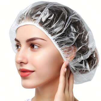 50/100pcs Large Waterproof Disposable Shower Caps | Unisex Salon Quality, Mixed Colors/White, Ideal For Deep Conditioning & Hair Care