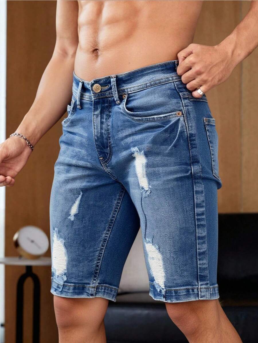 BERMUDA DE MEZCLILLA SKINNY CON STRECH NO ENCOJE NI DESPINTA MUY COMODOS - Azul - Ver 1