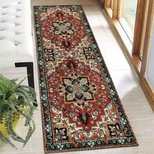 1件装波西米亚风厨房地毯，现代速干小地毯，可水洗门垫，舒适床边地毯，走廊地毯，防滑吸水厨房垫，适用于地板，站立舒适垫，跑步垫，派对家居装饰地毯，酒红色 - 彩色 - 查看 2