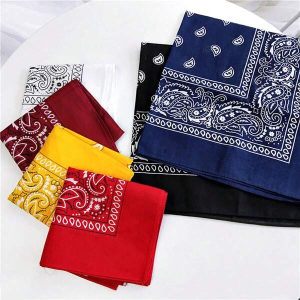 Set de 12 pañuelos/chales/bandanas unisex con estampado de paisley de estilo hip hop/rap, adecuado para festivales de rock duro, viajes, fiestas y conciertos para hombres y mujeres