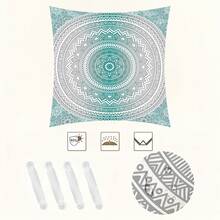 1 件户外加厚防水防晒渐变绿波西米亚图案户外花园庭院遮阳篷沙滩帐篷，含绳索