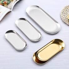 1 tấm thép không gỉ, khay đựng bánh mì hình bầu dục màu bạc, khay đựng đồ đa năng cho gia đình, nhà bếp, quà tặng giáng sinh trở lại trường, đồ dùng học tập - Bạc - Xem 8