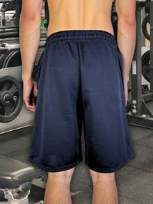 Pantalones cortos casuales de hombre con gráfico de Brooklin - Azul - Ver 2