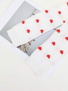 1/2 Pairs Girl's Cute Heart Knitted Thigh High Socks, Spring & Autumn - Multicolor - View 5