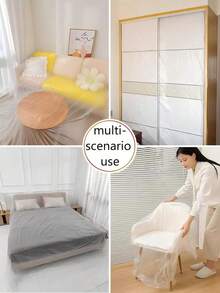 每卷20米/787.4英寸透明PE薄膜防尘罩，是旅行和装修期间保护家具的理想选择。可用作家具防尘罩、沙发和衣柜塑料保护膜、油漆防尘罩、油漆保护膜或通用保护膜。也可与和纸胶带配合使用。 - 彩色 - 查看 7