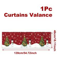1 件圣诞装饰窗帘，带杆袋，图案包括圣诞树、雪人、雪花和姜饼人，适用于卧室、客厅、餐厅、厨房装饰，也可用作圣诞装饰品、圣诞派对用品、圣诞房间装饰、平安夜装饰、圣诞装饰、圣诞快乐横幅装饰、圣诞节装饰以及 2026 新年装饰。