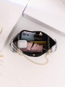 Fashion Embossed Handbag, Minimalist Women Shoulder Crossbody Bag With Chain - Multicolor - View 7