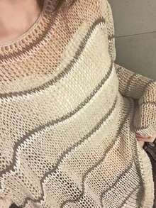 2025春秋可爱优雅女士长袖套头衫 - 杏色 - 查看 3