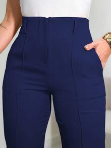 MODA MO, REF: 3283 Women's Tailored Trousers, High Waist, With Pockets, Formal, Modern, Elegant, New Collection, Style, Comfortable, Quality Fabric, Sophisticated Look, Versatile, Casual, For Work, Occasional, Women's Fashion Piece, Contemporary Style, Available For Purchase Across The Country - 藏蓝色 - 查看 3