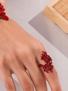 1 件时尚仿珊瑚合金戒指，独特的珠宝饰品，打造独特的风格，适合所有场合的配饰