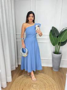 Midi Dress Mule Lame - 藍色牛仔褲 - 查看 4