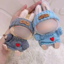 [Clothes Only] Compatible With 1st & 2nd Generation Doll, Cozy Heart Sweater + Bear Beanie Set, Cute & Warm Autumn/Winter Outfit (For Labubu / Compatible With Labubu) - Multicolor - View 11