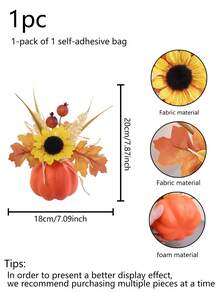1 件 7.8 英寸（高）仿真南瓜秋季家居客厅卧室感恩节丰收节万圣节派对桌面装饰家居装饰万圣节装饰秋季装饰房间装饰秋季装饰