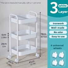 1 Estantería de almacenamiento de metal de múltiples capas de alta estética y compacta con 4 ruedas, flexible y móvil, adecuada para salones domésticos, baños, cocinas, oficinas/estudios, habitaciones infantiles y dormitorios. Regalos especiales adecuados para inauguraciones de casa, cumpleaños, Navidad y fiestas de bebés (estilo estético lindo para habitaciones nuevas)
