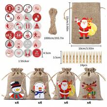 Christmas Burlap Drawstring Linen Pouch, Gift Packaging, Party Candy Bag, Christmas Gift Bag Set