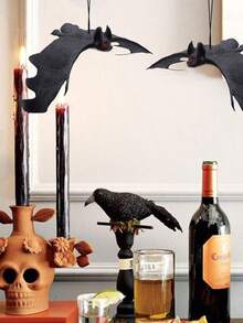 6 Stücke Halloween Party Simulation Fledermaus Realistisch Horror Fake Streich Spielzeug Hängende Fledermaus Bar Spukhaus Halloween Party Dekorationen Trickreiche Requisiten Artibetter Erwachsene Streich Halloween Dekorationen, 3D realistische hängende Vampir Fledermäuse