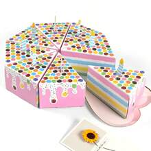 8/16pcs Triangular-Shaped Cake-Shaped Birthday Party Creative Gift Box In Pastel Colors - Cute Sweet Candies Display On The Table - Candy Box