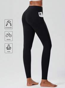 1 Stück Damen High Waist Kompressionsleggings für Workouts, Kreuzgurt Taille, Bauchkontrolle, Taschen, dehnbarer Stoff für Gym, Laufen, Training, Yoga