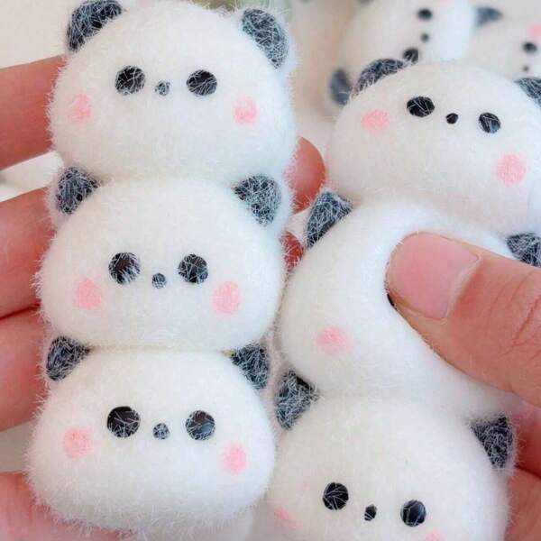 1pc Panda Squishy Toy, 3 Linked Pandas, Slow Rebound Dough Texture, Handmade Cream Feel, Stress Relief Toy, Kids Gift, Party Favor