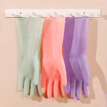 3 pares de guantes de limpieza de goma natural, impermeables y antideslizantes, sin PVC ni látex, adecuados para lavar platos en la cocina, limpiar el baño, el inodoro, lavar vehículos y tareas domésticas diarias, reutilizables, opción ideal para la limpieza del hogar - Multicolor - Ver 8