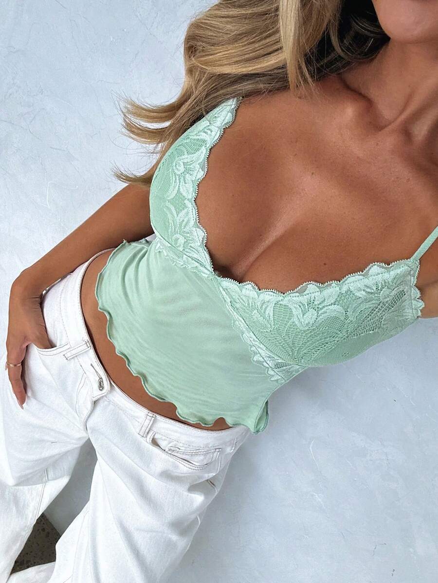 Vaiaye 女士性感修身针织圣诞吊带背心 - 綠色 - 查看 1