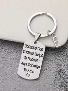 1pc Spanish Carved Casual Style Stainless Steel Keychain, Romantic Valentine's Day Gift For Husband Or Boyfriend - YSK-404 - View 5