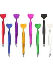 9pcs/Set Heart-Shaped Ballpoint Pens, Heart-Shaped Gel Ink Pens, Revolving Heart-Shaped Pens, School/Office Writing Supplies,For School Supplies,Back To School